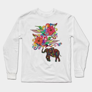 Lucky Elephant & Hummingbirds Long Sleeve T-Shirt